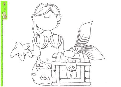 Mermaids Chest Doodles Digital Stamp