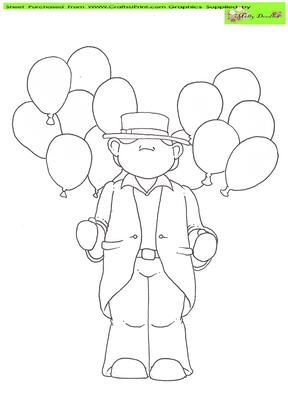 Balloon Seller Doodles Digital Stamp