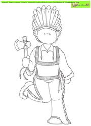 Red Indian Doodles Digital Stamp