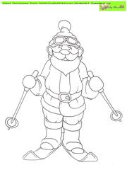 Skiing Santa Doodles Digital Stamp