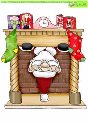 Santa Doodles Down the Chimney Large Image