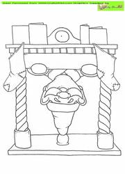 Santa Doodles Down the Chimney Digital Stamp