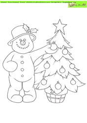 Frosty Doodles Decorating His Tree Digital Stamp