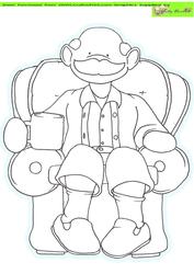 Seated Grandpa Doodles Digital Stamp