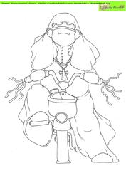 Biking Nun Doodles Digital Stamp