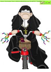 Biking Nun Doodles Large Image