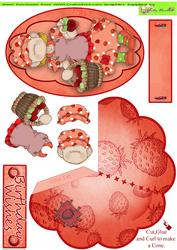 Strawberry Doodles Shaped Card