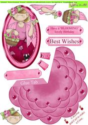 Flower Seller Doodles Shaped 3D Card