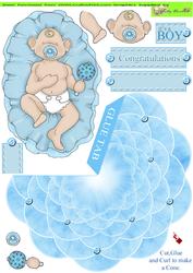 Sleeping Baby Boy Doodles Shaped 3D Card