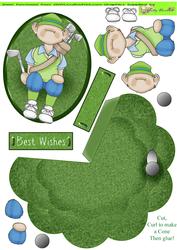 Sitting Golfing Doodles Shaped 3D Card