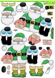 High Heel Santa Doodles Green Suit