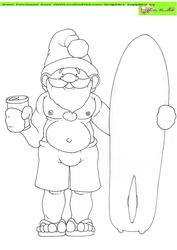 Surfs-up Santa Digital Stamp