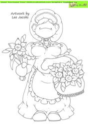 Daffodil Flower Seller Doodles Digital Stamp