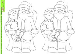 Santa and Girl Doodles Digi Stamp