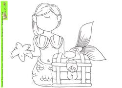 Mermaids Chest Doodles Digital Stamp