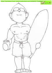 Surfer Hunk Doodles Digital Stamp
