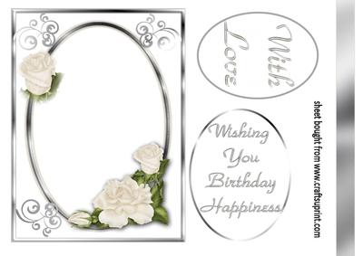 Beige Rose Oval Frame
