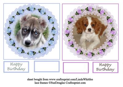 Two Dogs in Pretty Lace Frames