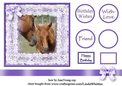 Horse & Foal in Lace Frame Topper