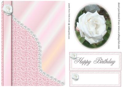 Pink Rose & Pearl Card