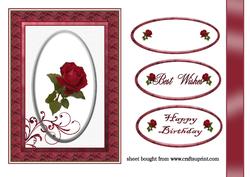 Rose in Oval and Red Frame