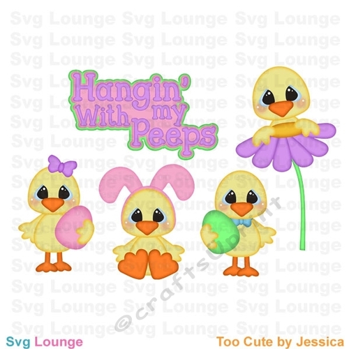 Easter Bunny Hanging with my Peeps  SVG Cut File