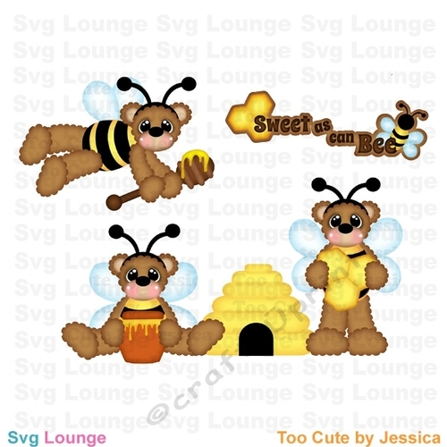 Spring Honey Bee Bears and Flowers  SVG Cut File, Spring Has Sprung Cut File