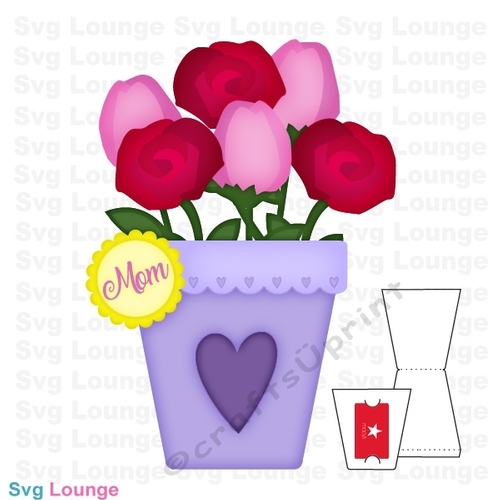 Mothers day Flowers SVG Cut File Gift Card Holder 