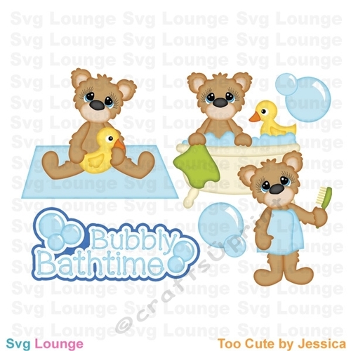 Its Bathtime Clipart, Bear, Ducks, Bubbles, Instant Download - Commercial Use Digital Clipar