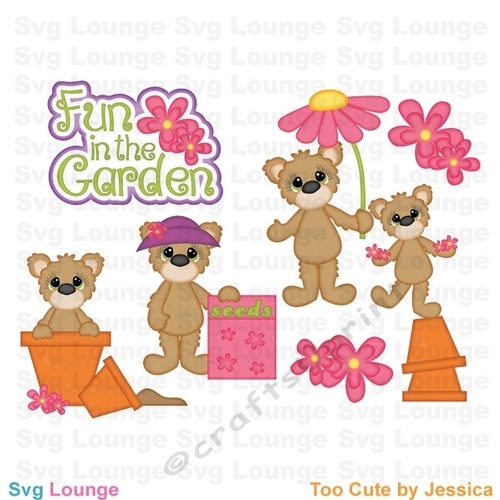 Garden Bears clipart, Flowers clipart, bears clipart,  Instant Download - Commercial Use Digital Clipar