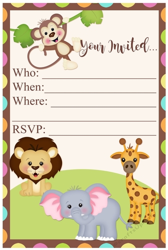 Jungle Baby Shower Invitation Boy | Jungle Animals Invite | Baby Shower Invitation | Girl | Boy | Birthday Invitation