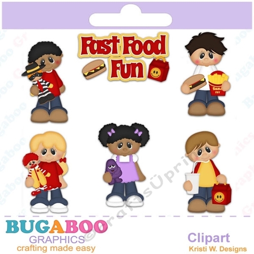 Fast Food Fun Kids Clipart - Clip art for scrapbooking, party invitations - Digital Scrapbooking