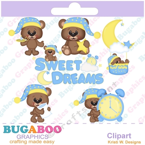 Sleeping Bears, Baby Clipart, newborn clipart, baby shower - Digital Scrapbooking