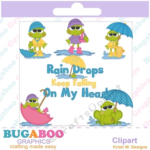 Spring Clipart, Rain, April Shower Frogs, Digital Scrapbook, Scrapbook Elements