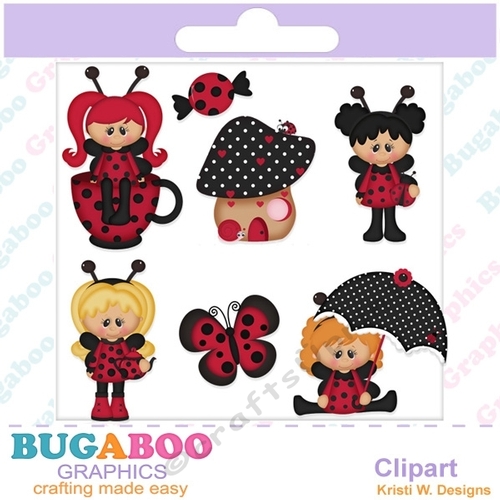 Lady Bug Grown With Love, Friends, Flowers, Garden - Instant Download - Commercial Use Digital Clipart Elements Graphics Set