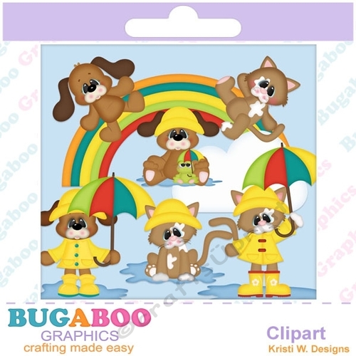 Raining Cats and Dogs, Spring - Instant Download - Commercial Use Digital Clipart Elements Graphics Set