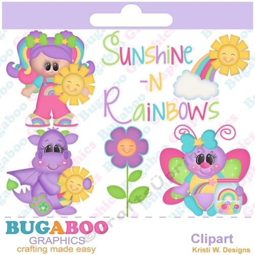 Youre My Sunshine, Sunshine and Rainbows, Unicorn, Dragon, Fantasy - Instant Download - Commercial Use Digital Clipart Elements Set