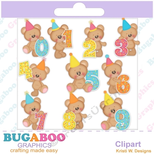  Birthday Numbers Candle, Teddy Bears - Instant Download - Commercial Use Digital Clipart Elements Set