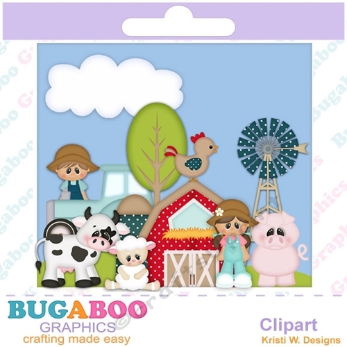 Farm Fun, Barn, Cow, Pig, Sheep, Tractor - Instant Download - Commercial Use Digital Clipart Elements Set