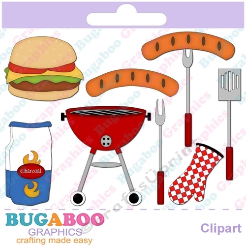 Barbecue Party clipart gingham hot dog, hamburger, grill, picnic, mustard, ketchup, BBQ supplies apron Picnic Download