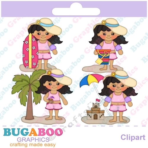 Beach Girls Clipart - Digital Clip Art 