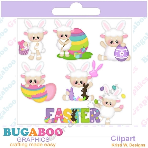 Easter Fun Lambs Clipart  - Instant Download - Digital Clipart Elements Set