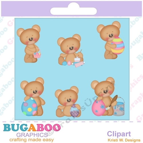 Easter Bears - Easter Eggs Clipart  - Instant Download - Digital Clipart Elements Set - Digital Scrapbook
