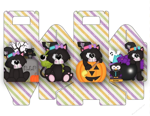 Halloween Party Printable Treat Box Cat Gift Box