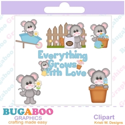 Grown With Love, Friends, Flowers, Garden - Instant Download - Commercial Use Digital Clipart Elements Graphics Set