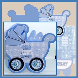 Baby Boy Pram shaped card