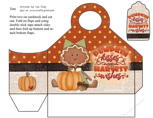 Pumpkin Kisses and Harvest Wishes tote 1 and matching tag