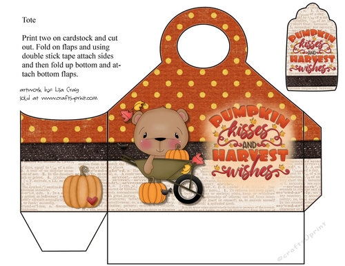 Pumpkin Kisses and Harvest Wishes tote 2 and matching tag