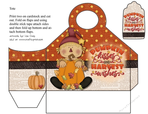 Pumpkin Kisses and Harvest Wishes tote 6 and matching tag