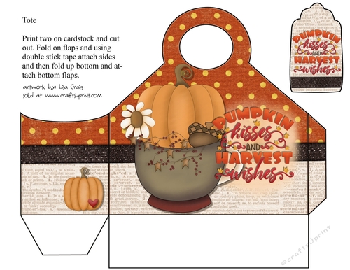 Pumpkin Kisses and Harvest Wishes tote 7 and matching tag